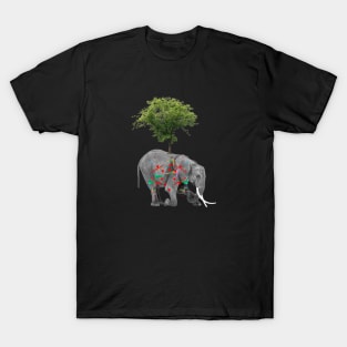 Tree Elephant Collage T-Shirt